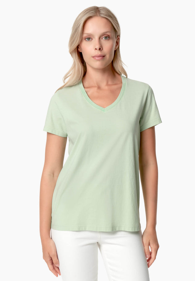 Tessa V-hals T-shirt Foam Green