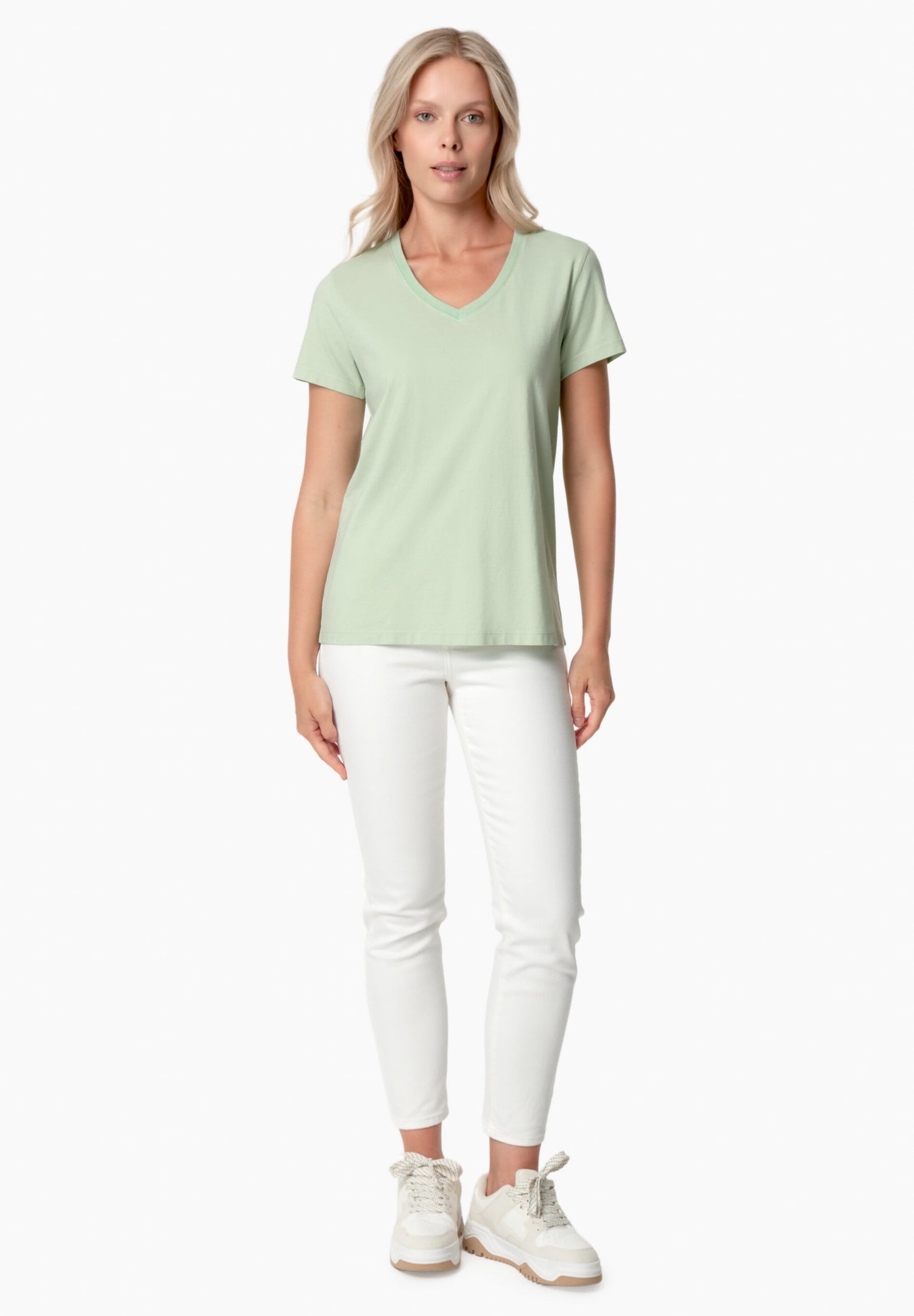 Tessa V-hals T-shirt Foam Green