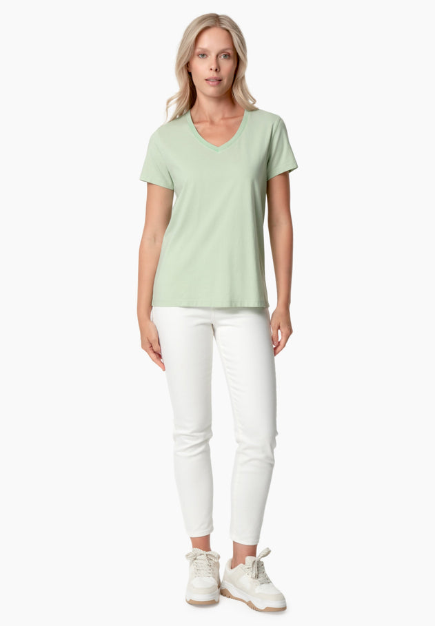 Tessa V-hals T-shirt Foam Green