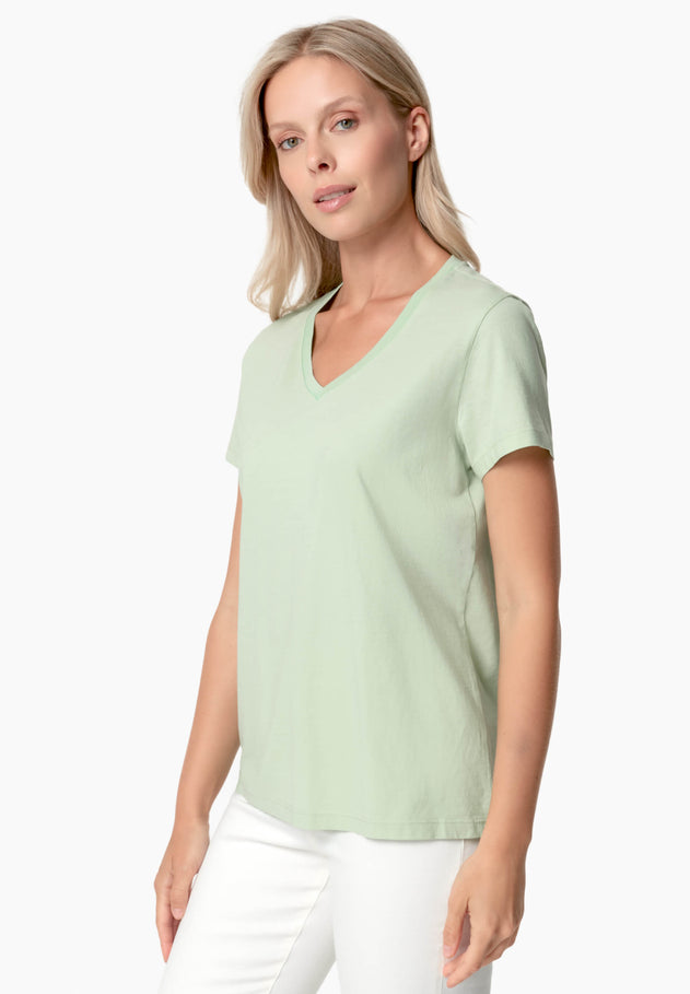 Tessa V-hals T-shirt Foam Green