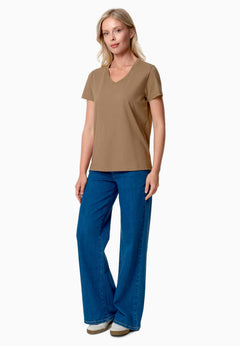 Tessa V-hals T-shirt Gravel Brown