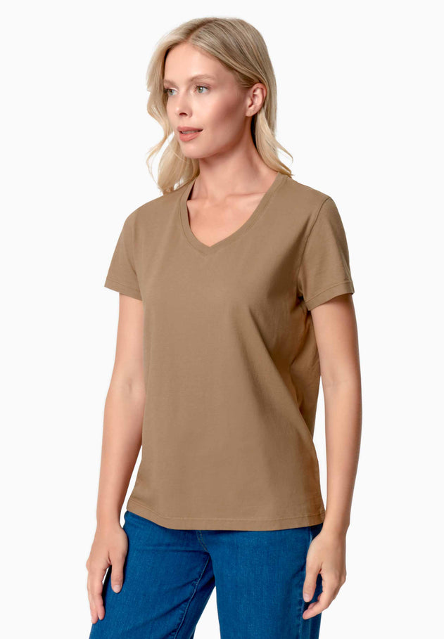 Tessa V-hals T-shirt Gravel Brown
