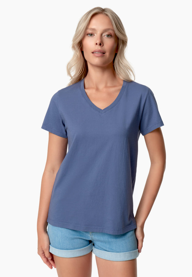 Tessa V-hals T-shirt Honest Indigo