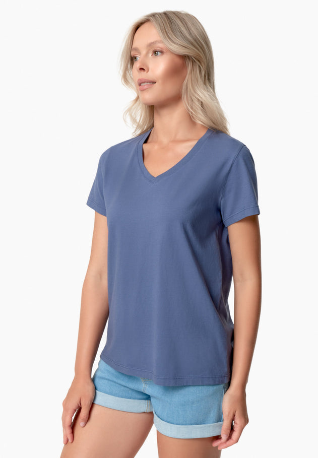 Tessa V-hals T-shirt Honest Indigo