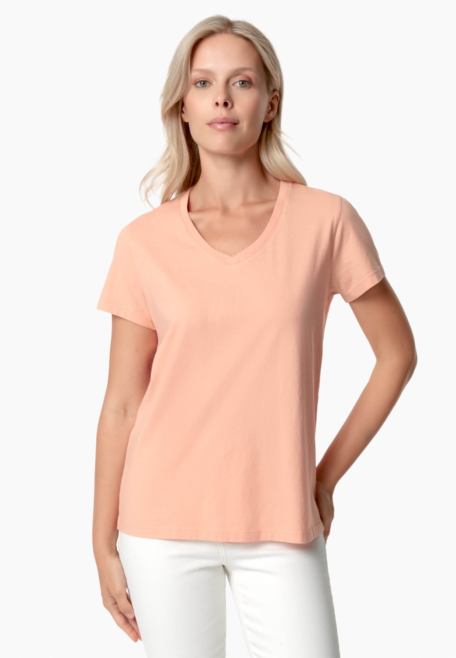 Tessa V-hals T-shirt Peach