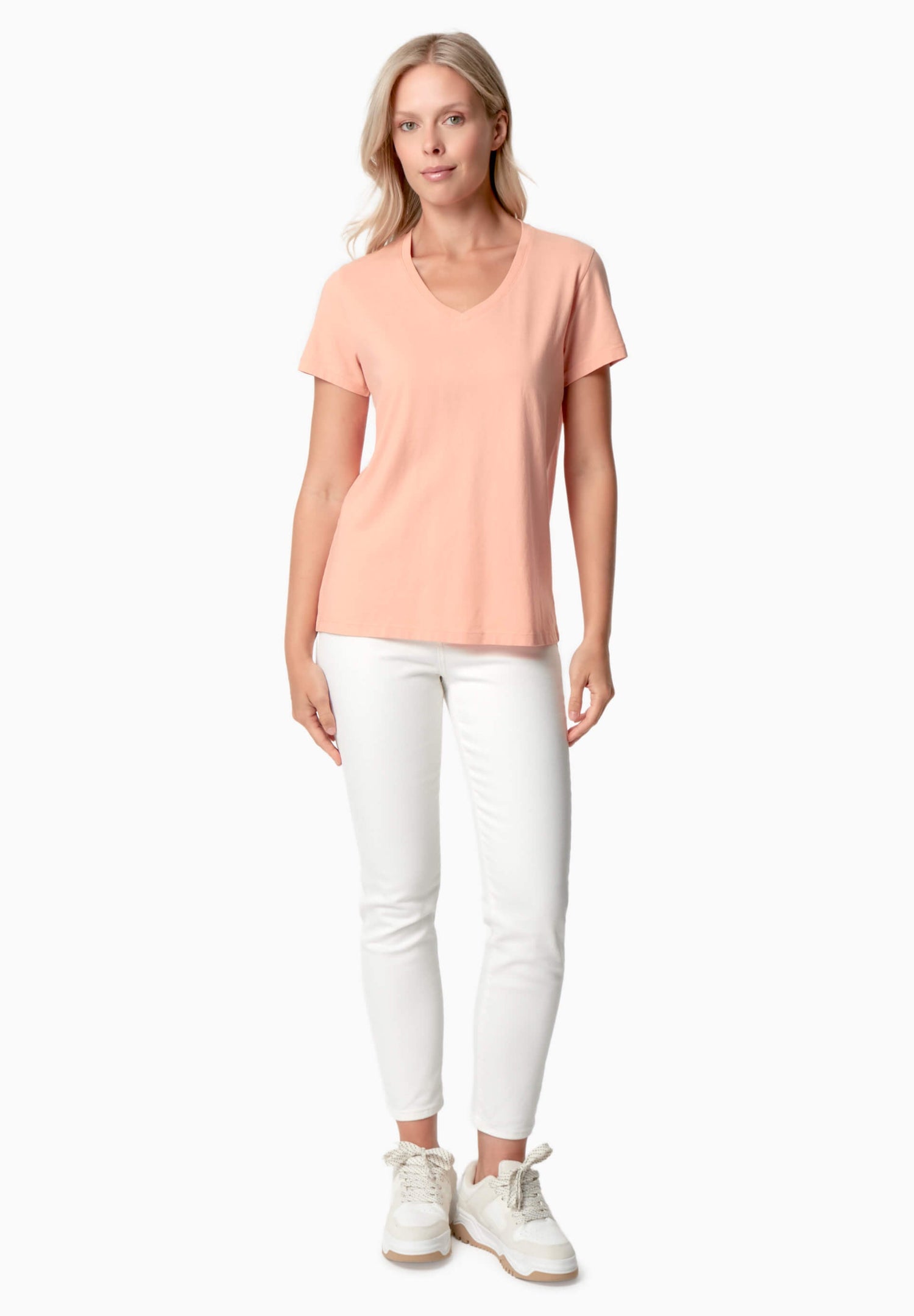 Tessa V-hals T-shirt Peach