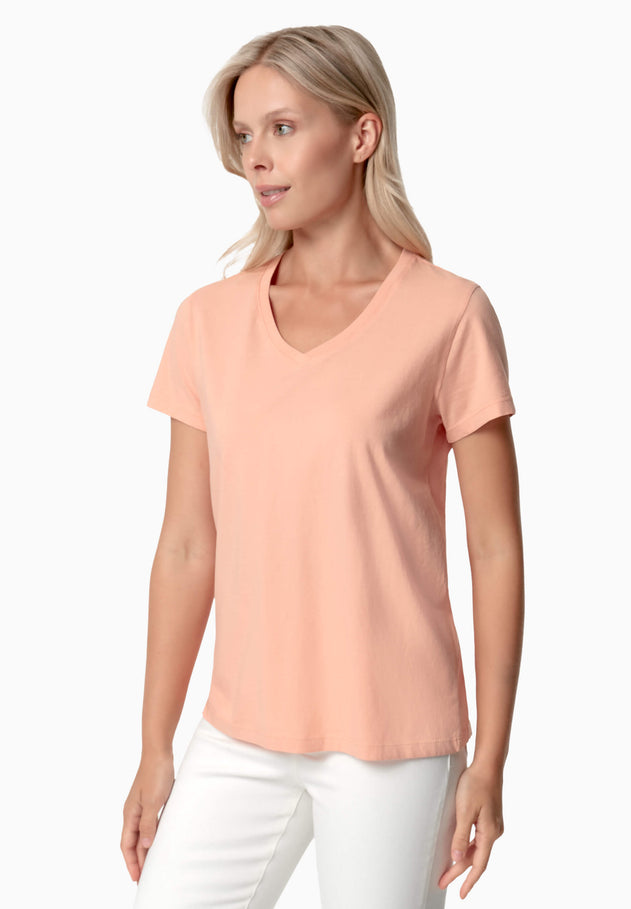 Tessa V-hals T-shirt Peach