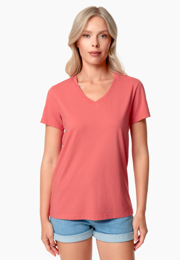 Tessa Basic V-Neck T-Shirt Radiant Red