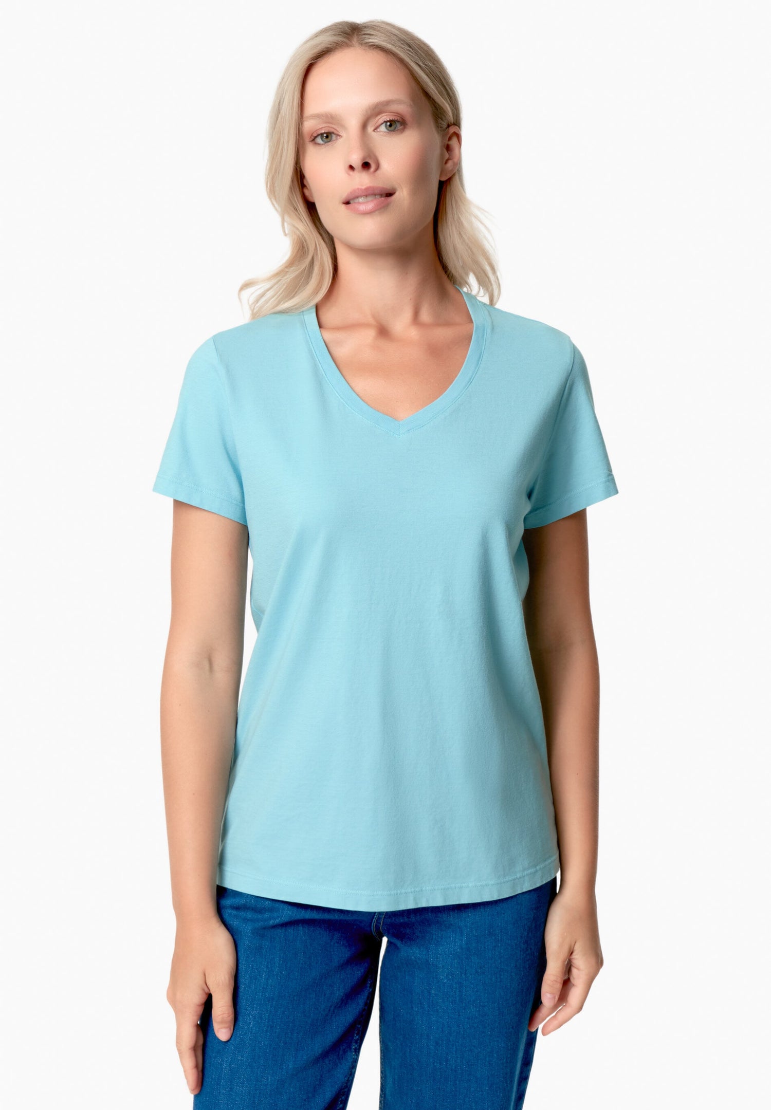 Tessa V-hals T-shirt Retro Blue