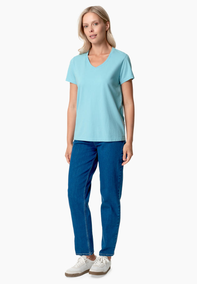 Tessa V-hals T-shirt Retro Blue