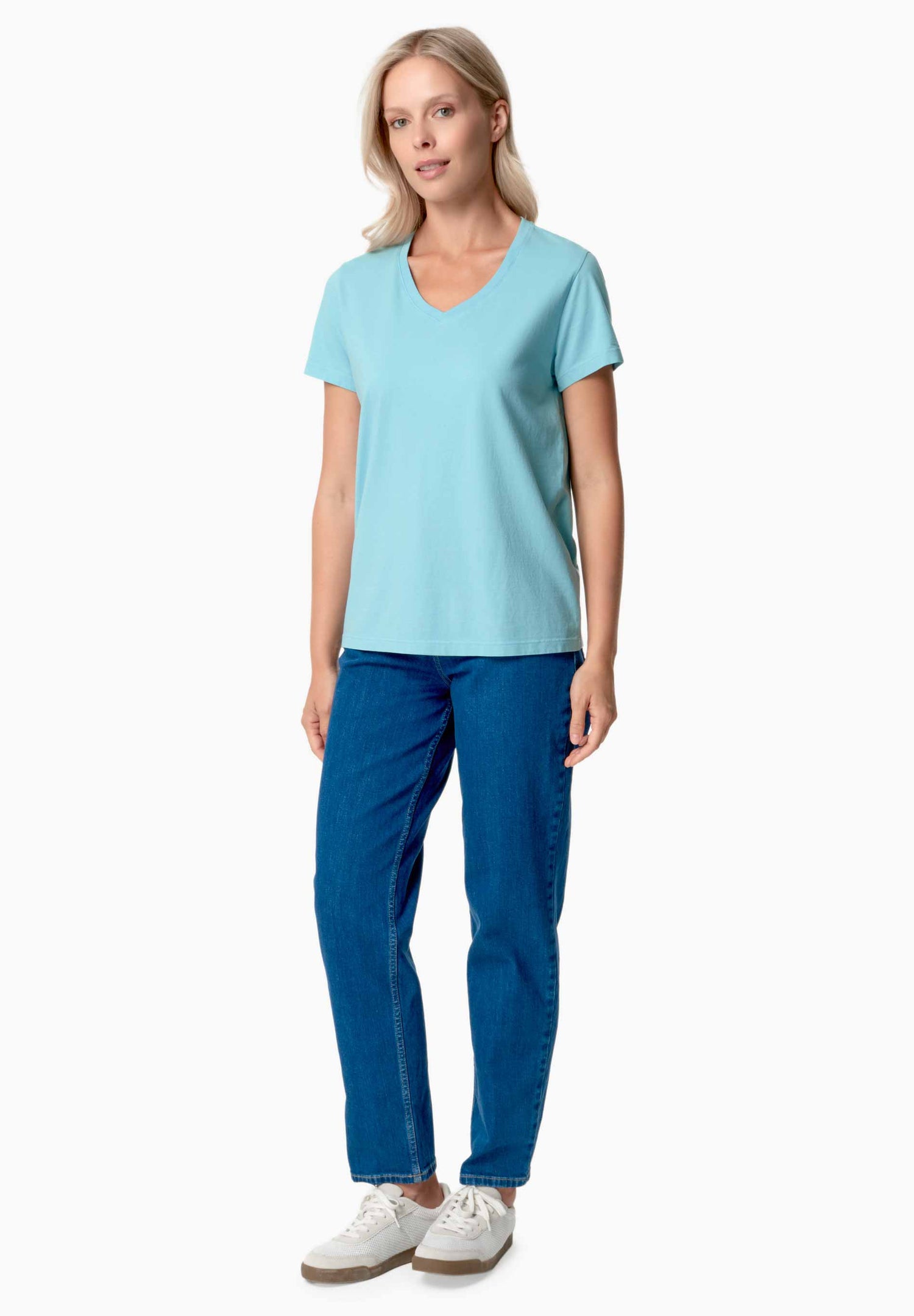 Tessa V-hals T-shirt Retro Blue