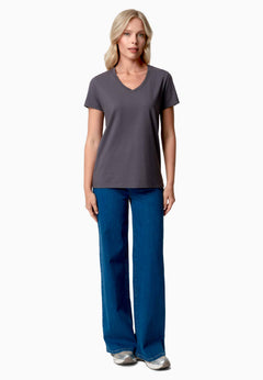 Tessa V-hals T-shirt Shadow Grey
