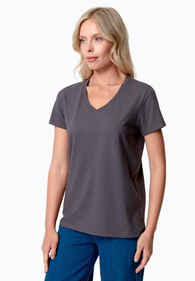 Tessa V-hals T-shirt Shadow Grey