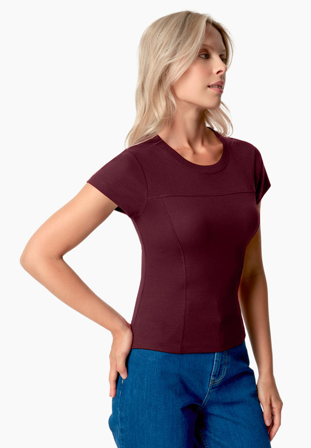 Tillda Ribbed T-Shirt Bordeaux
