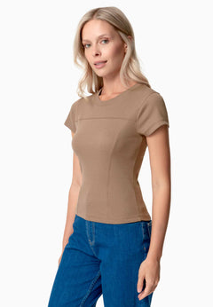 Tillda Ribbed T-Shirt Beige