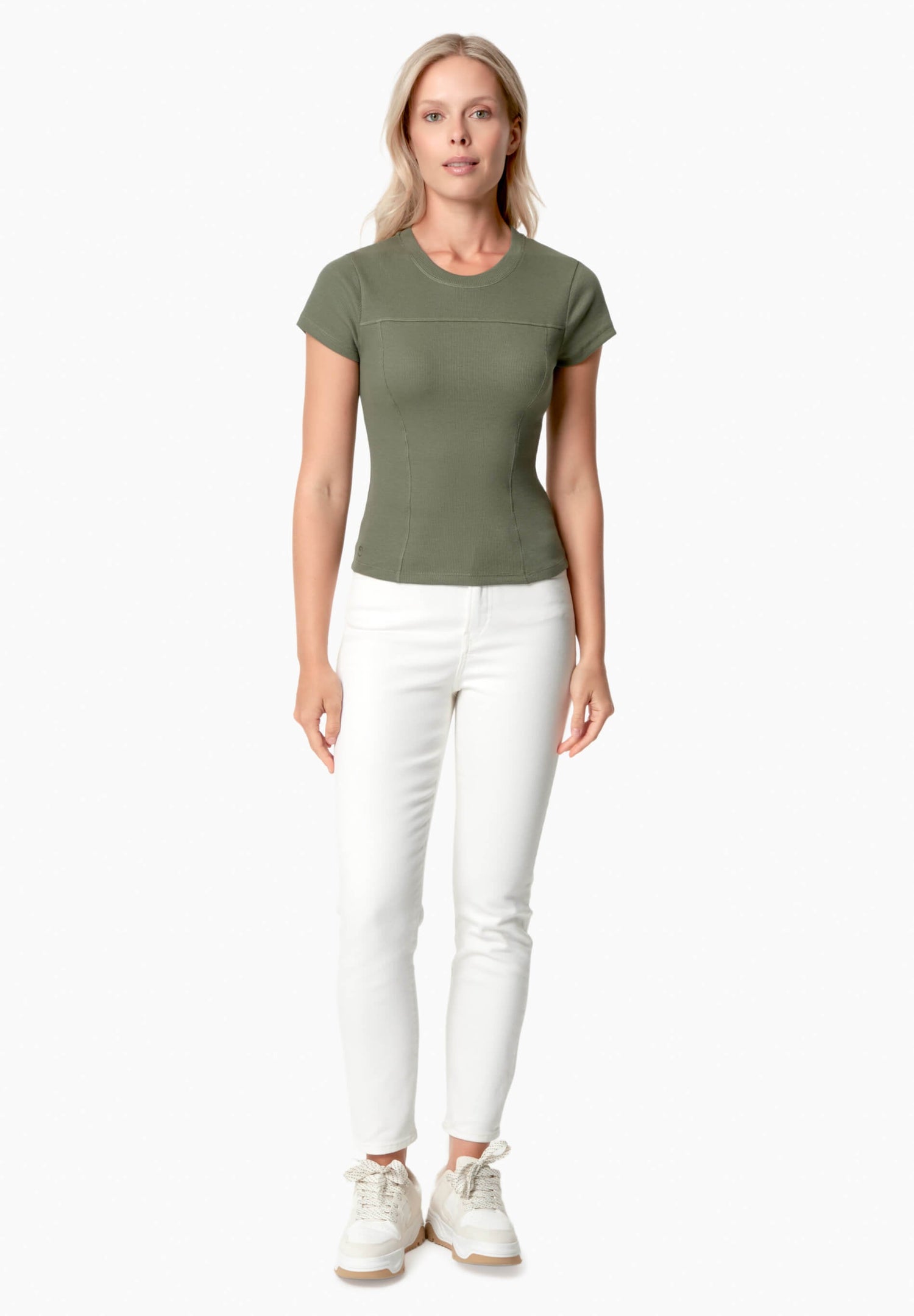 Tillda Geribbeld T-shirt Groen
