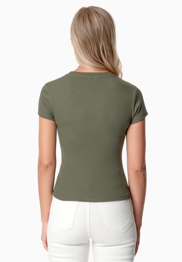 Tillda Geribbeld T-shirt Groen