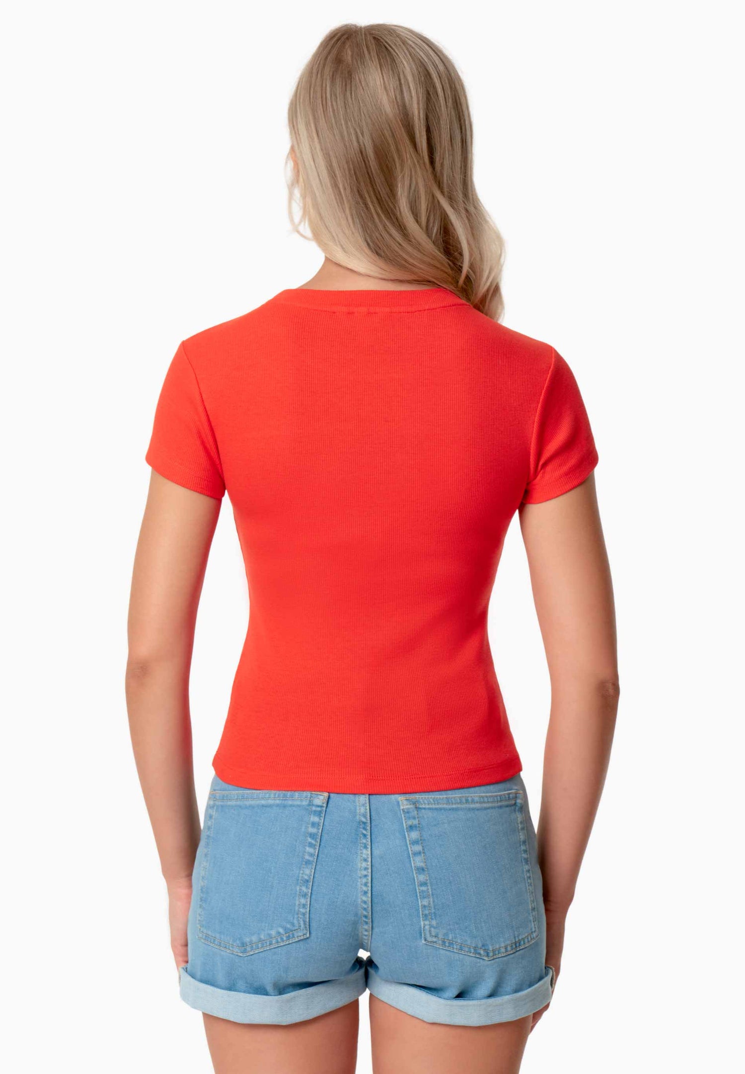 Tillda Geribbeld T-shirt Hot Red