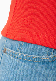 Tillda Geribbeld T-shirt Hot Red
