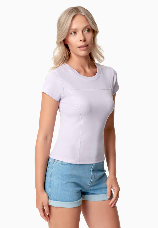 Tillda Geribbeld T-shirt Soft Lilac