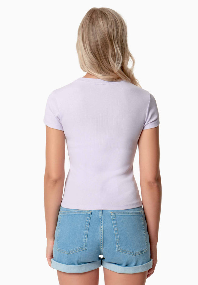 Tillda Geribbeld T-shirt Soft Lilac
