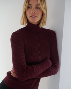 Austė Merino Wool Turtleneck Hellebore Purple