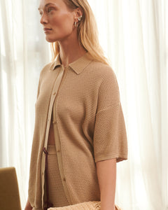 Sutemos Straw Cotton Shirt Beige