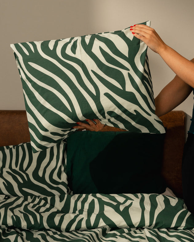 Aallot Pillow Case Green/White