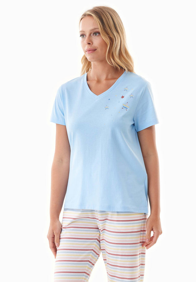 Trinnity Pyjama Set Light Blue/Multi Colour