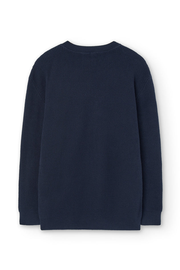 Tam Unisex Organic Cotton Sweater Navy Blue