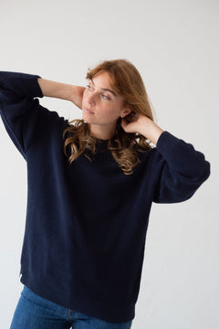 Tam Unisex Organic Cotton Sweater Navy Blue