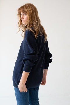 Tam Unisex Organic Cotton Sweater Navy Blue