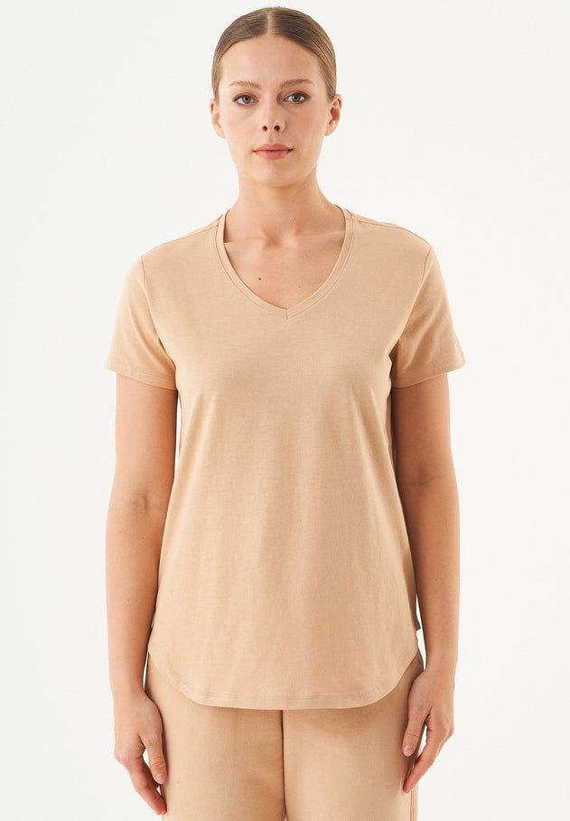 Tuba V-hals T-shirt Beige