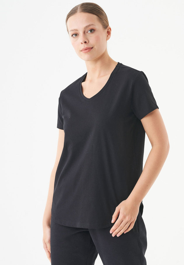 Tuba V-hals T-shirt Zwart