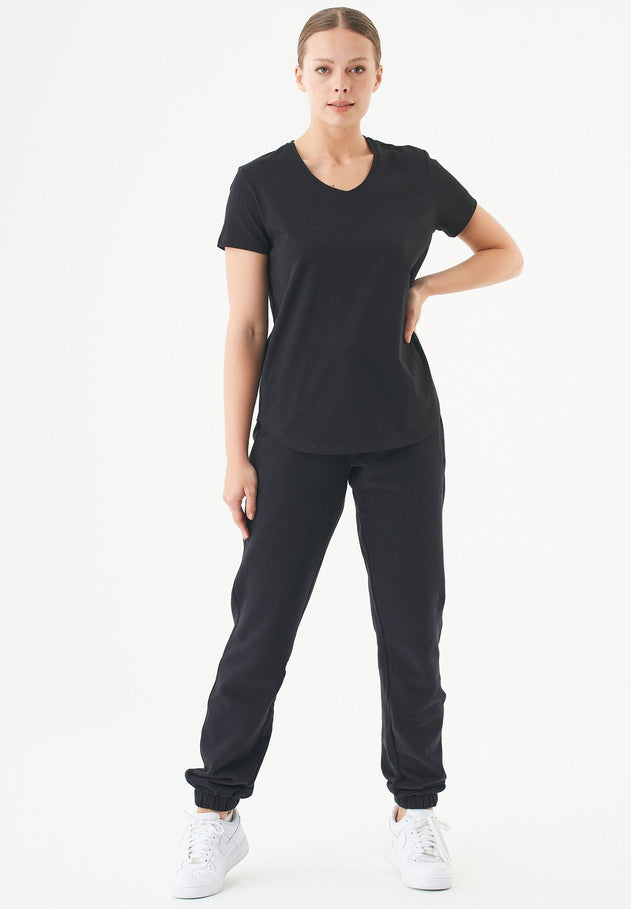Tuba V-hals T-shirt Zwart