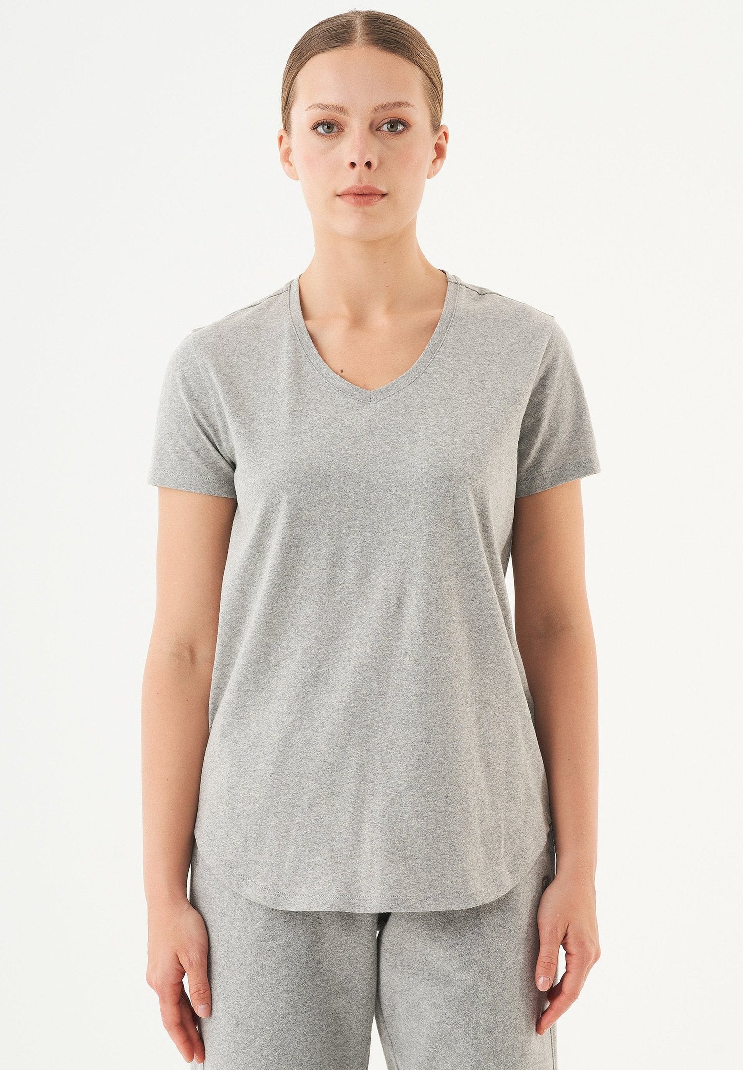 Tuba V-hals T-shirt Grijs melange