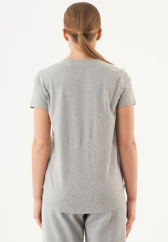 Tuba Basic Organic Cotton V-Neck T-Shirt Grey Melange