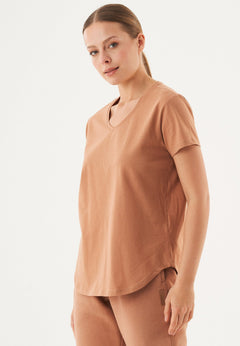Tuba V-hals T-shirt Lichtbruin