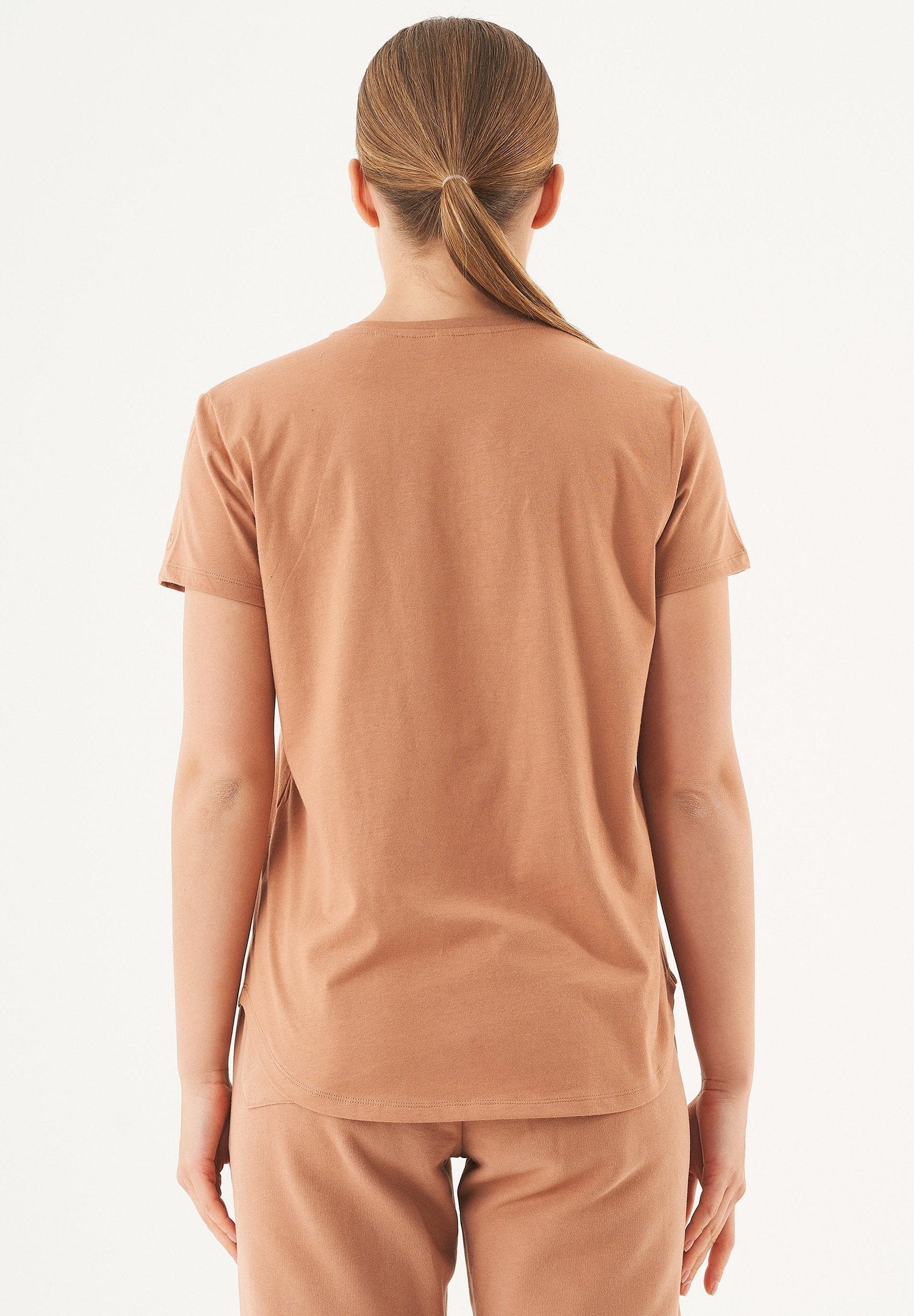 Tuba V-hals T-shirt Lichtbruin