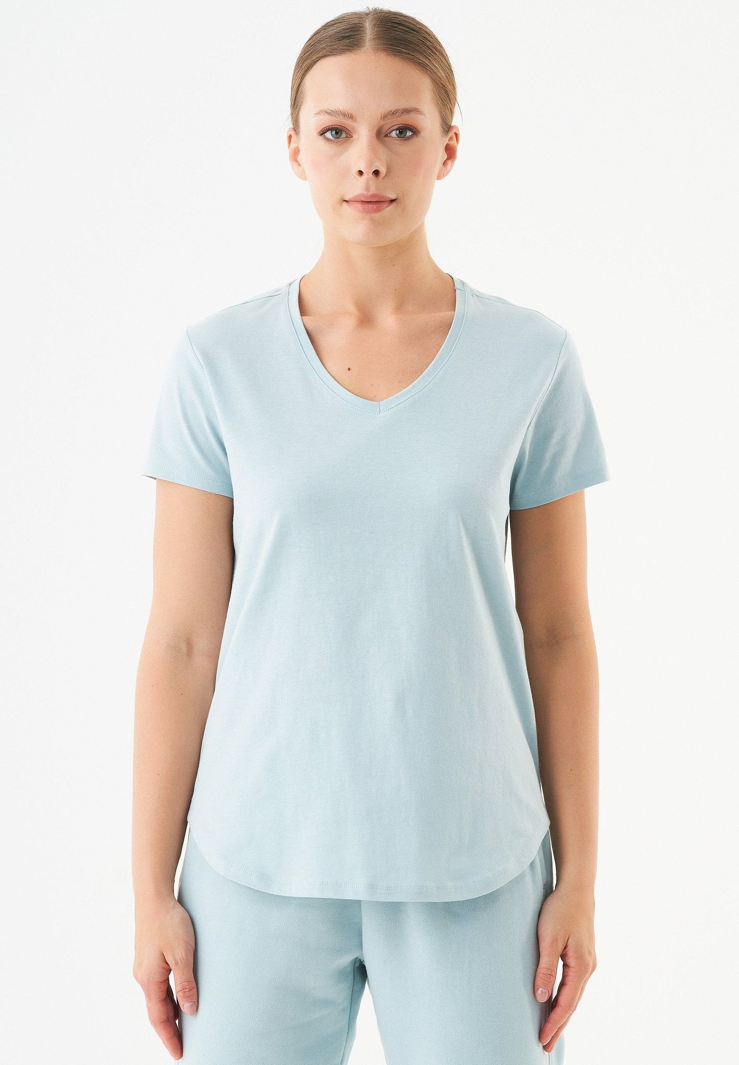 Tuba V-hals T-shirt Mint Blue