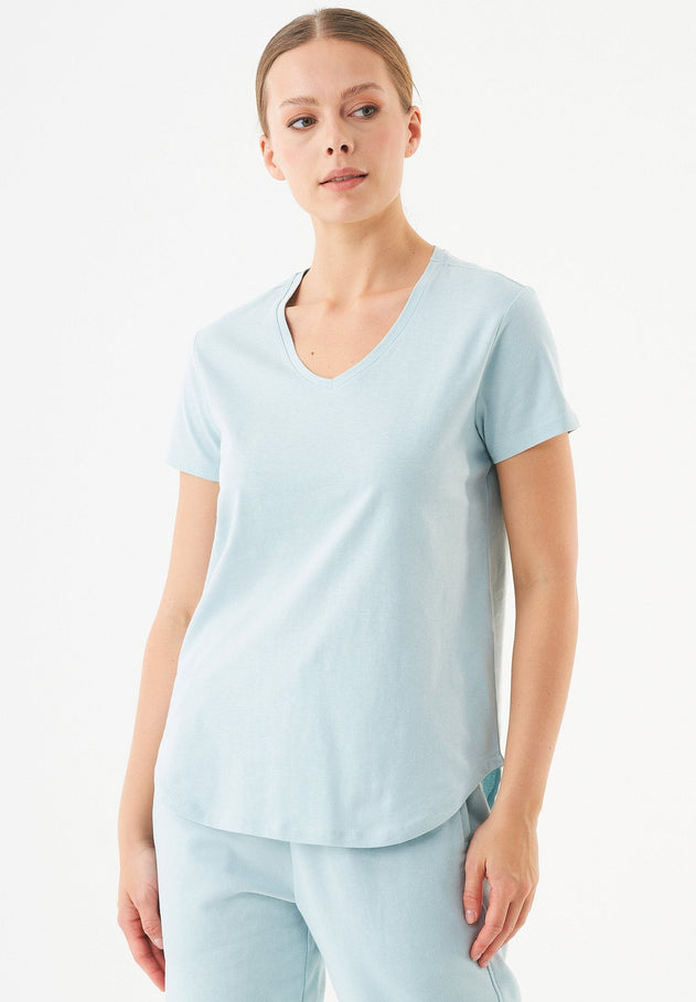 Tuba V-hals T-shirt Mint Blue