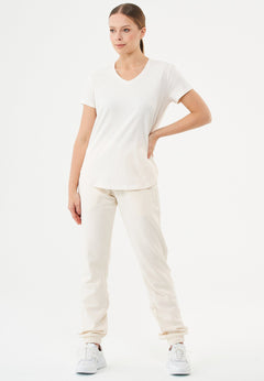 Tuba Basic Organic Cotton V-Neck T-Shirt Off White