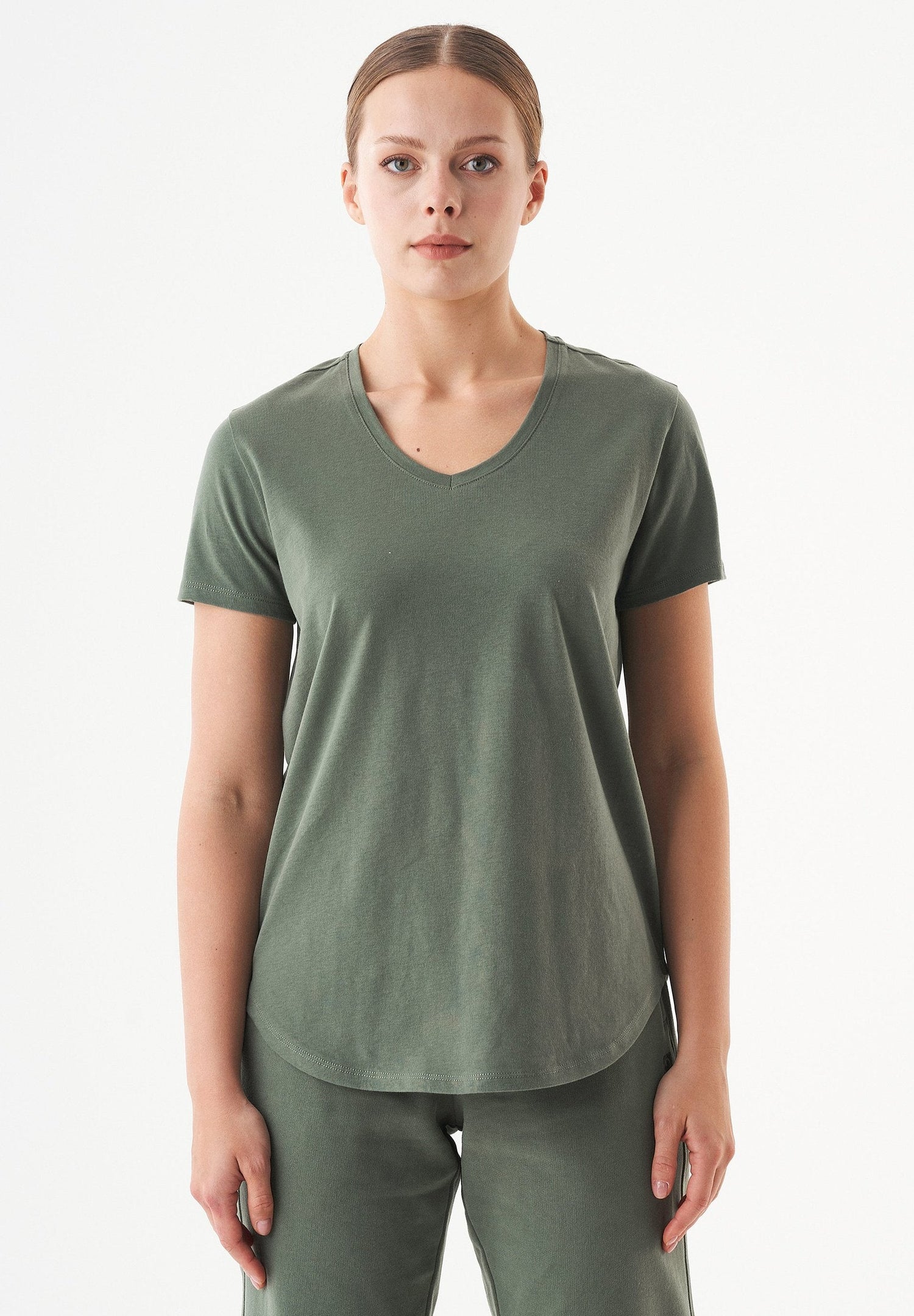 Tuba V-hals T-shirt Olijf
