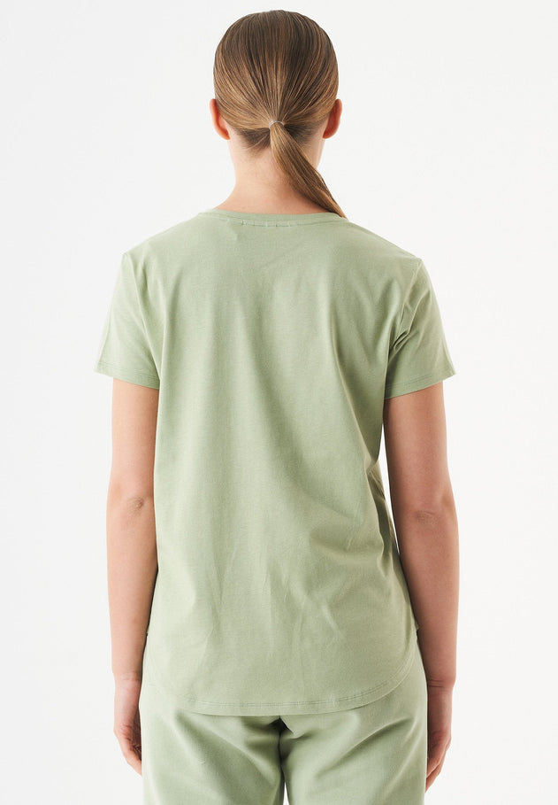 Tuba Basic Organic Cotton V-Neck T-Shirt Sage Green