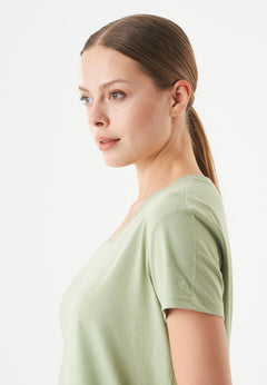 Tuba Basic Organic Cotton V-Neck T-Shirt Sage Green