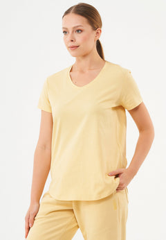 Tuba V-hals T-shirt Soft Yellow