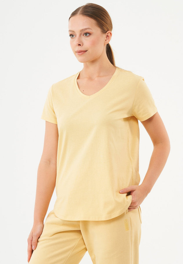 Tuba V-hals T-shirt Soft Yellow
