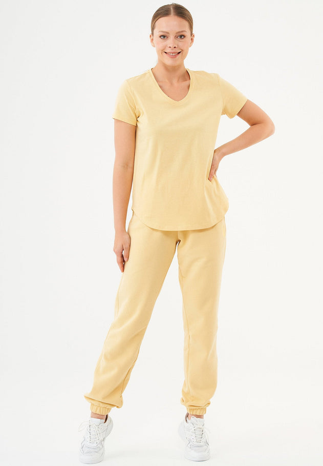 Tuba V-hals T-shirt Soft Yellow