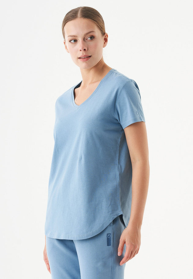 Tuba V-hals T-shirt Steel Blue