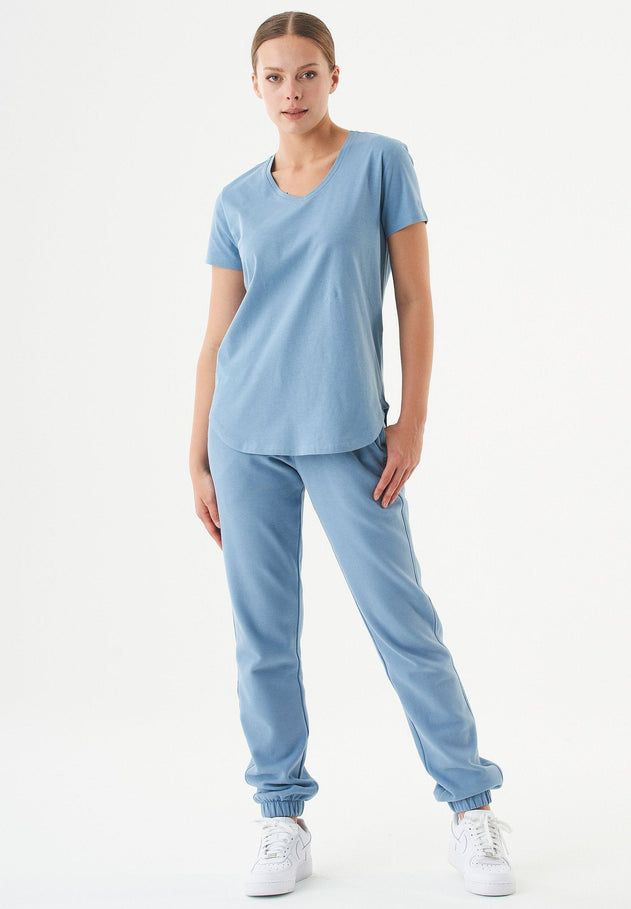 Tuba V-hals T-shirt Steel Blue